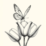 a butterfly landing on a tulip