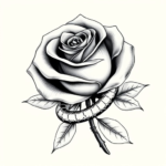 A rose with a snake wrapped around it