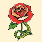 a rose with a snake