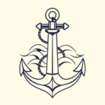 anchor with waves behind it