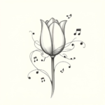 musical notes around a tulip