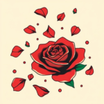 Rose petals drifting in the air