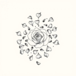 Scattered rose petals forming a subtle shape