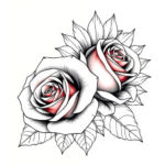 two roses and a sunflower.