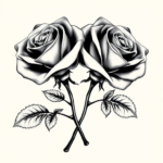 Two roses crossing stems