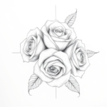 3 roses vertical, offset