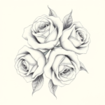 3 roses vertical, offset