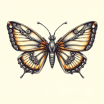 Biomechanical butterfly tattoo