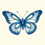Blue ink butterfly tattoo