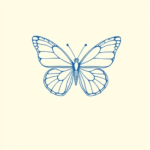 Blue ink minimal shading butterfly tattoo