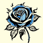 Blue rose, bold outline