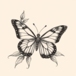 Botanical butterfly tattoo