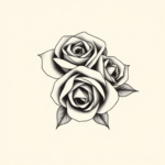 Cluster of three minimalist roses with overlapping petals