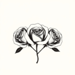 Cluster of three minimalist roses with overlapping petals