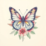 Floral butterfly tattoo