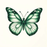 Green ink butterfly tattoo
