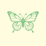 Green Ink outline butterfly tattoo