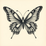 Illustrative butterfly tattoo