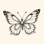 Japanese black ink butterfly tattoo