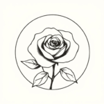 Minimalist rose inside a circular frame
