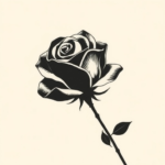 Minimalist rose with a stem and one thorn