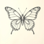 Pencil and marker outline butterfly tattoo