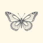 Pencil dotwork outline butterfly tattoo