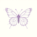 Purple outline butterfly tattoo