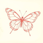 Red ink outline butterfly tattoo