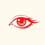Red ink tattoo of an eye