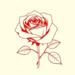 Red ink tattoo of a rose