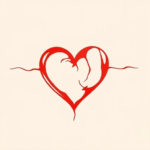 Red ink tattoo of a heart