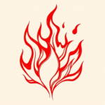 Red ink tattoo of flames