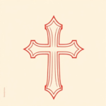 Red ink tattoo of a cross