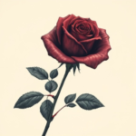 Rose stem with few leaves