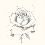 rose with banner wrapped around it