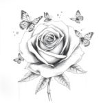 rose with little butterflies around