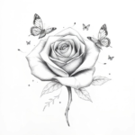 rose with little butterflies around