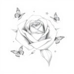 rose with little butterflies around