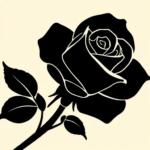 Single black rose with bloom and stem