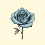 Single blue rose, open bloom