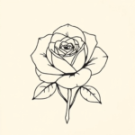 Single rose, loose construction lines visible