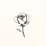 Small minimalist rose with single leaf