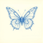 Tattooer sketchbook blue butterfly tattoo