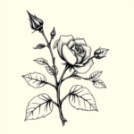 Wild growing rose branch