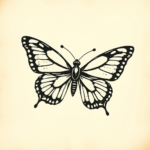 Woodcut butterfly tattoo