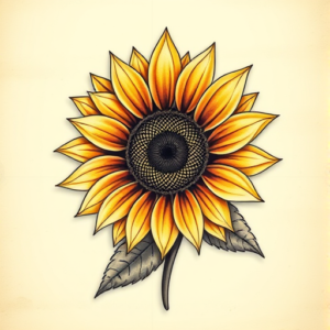 3D Sunflower Tattoo