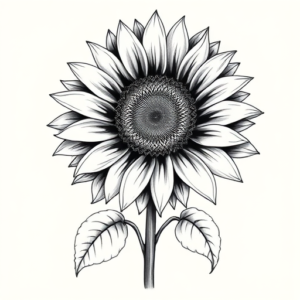 Black And Grey Sunflower Tattoo