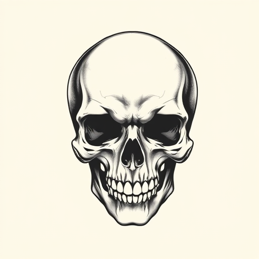 Black & Grey Ink Skull Tattoo