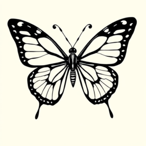 Black Ink Butterfly Tattoo